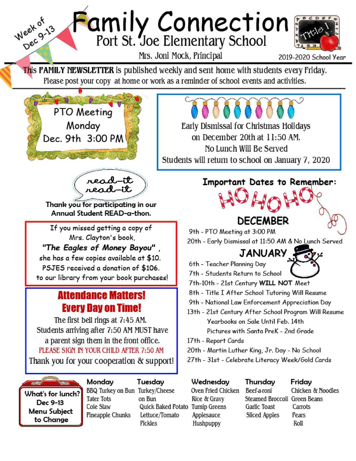 Newsletter Dec. 9, 2019 - Port St. Joe Elementary School